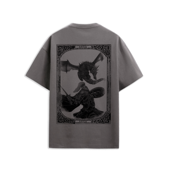 Camiseta Oversize – Guerrero Medieval vs Dragón